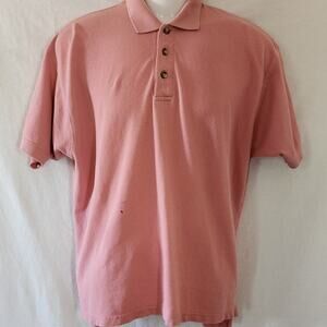 Van Heusen Rose Pink Short Sleeve 3 Button Classic Collar Polo Shirt Men's S/P